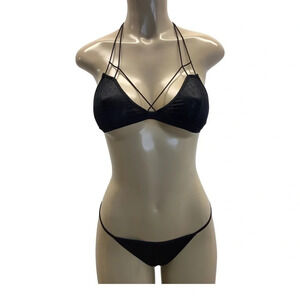 Black Lingerie Size S/M Mesh Top and Matching Thong. New Without Tags